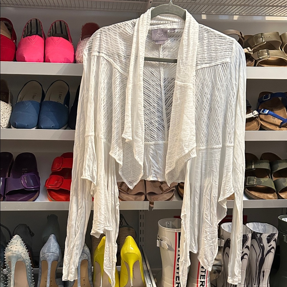 Anthropologie Cream Drape Cardigan